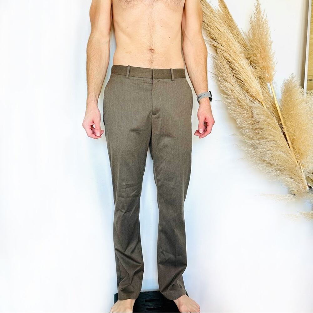 MENS PERRY ELLIS PORTFOLIO Light Brown Slim Fit Trousers Slacks Pants 30 x 32